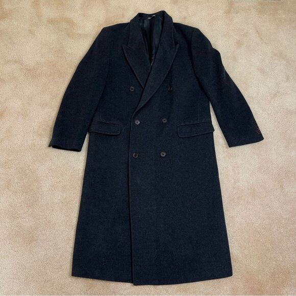 42R Valentino Uomo Cashmere Wool Double Button Long Trench Coat Gray - Picture 9 of 17